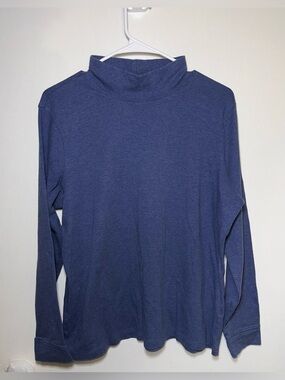 L.L.Bean Women's Blue Knit Cotton Turtleneck Pullover Sweater Size XL